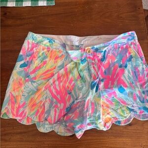 Lilly Pulitzer Multicolor Scallop Hem Bermuda Shorts - Pink, Blue, Yellow, Green